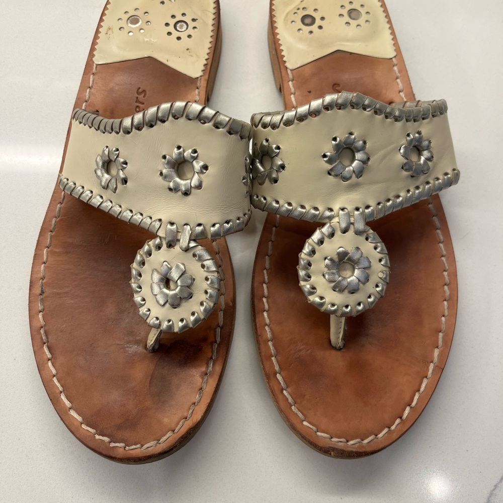 Jack Rogers Ivory and Platinum sandal